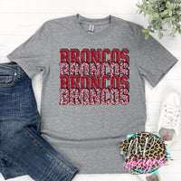 BRONCOS STACKED GLITTER RED T-SHIRT