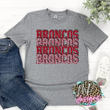 BRONCOS STACKED GLITTER RED T-SHIRT