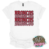 BRONCOS STACKED GLITTER RED T-SHIRT