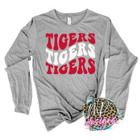 TIGERS WAVY RETRO RED LONG SLEEVE/SWEATSHIRT