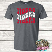 TIGERS WAVY RETRO RED T-SHIRT