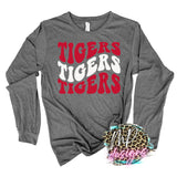 TIGERS WAVY RETRO RED LONG SLEEVE/SWEATSHIRT