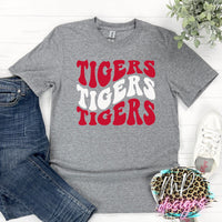 TIGERS WAVY RETRO RED T-SHIRT