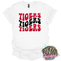 TIGERS WAVY RETRO RED T-SHIRT