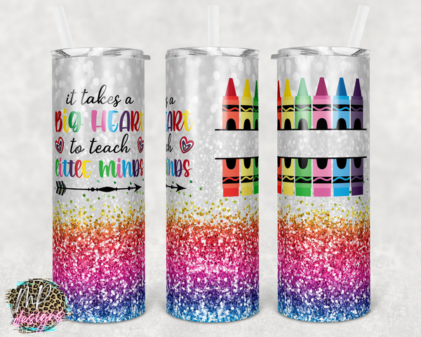 TEACHER CRAYON GLITTER PERSONALIZED 20 OZ TUMBLER