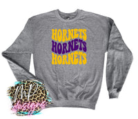 HORNETS WAVY RETRO PURPLE LONG SLEEVE/SWEATSHIRT