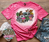 WESTERN TRUCK ANIMALS BLEACHED T-SHIRT