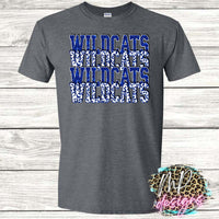WILDCATS STACKED GLITTER ROYAL T-SHIRT