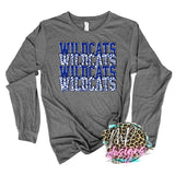 WILDCATS STACKED GLITTER ROYAL LONG SLEEVE/SWEATSHIRT