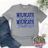 WILDCATS STACKED GLITTER ROYAL T-SHIRT