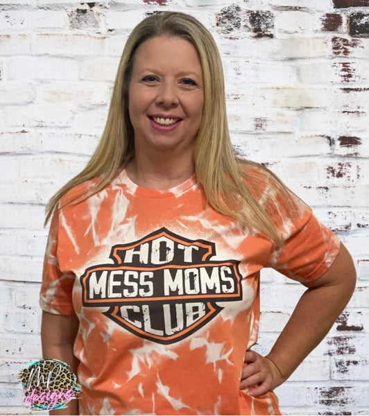 HOT MESS MOMS CLUB BLEACHED T-SHIRT