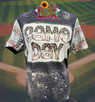 BASEBALL GAME DAY LEOPARD BLEACHED T-SHIRT