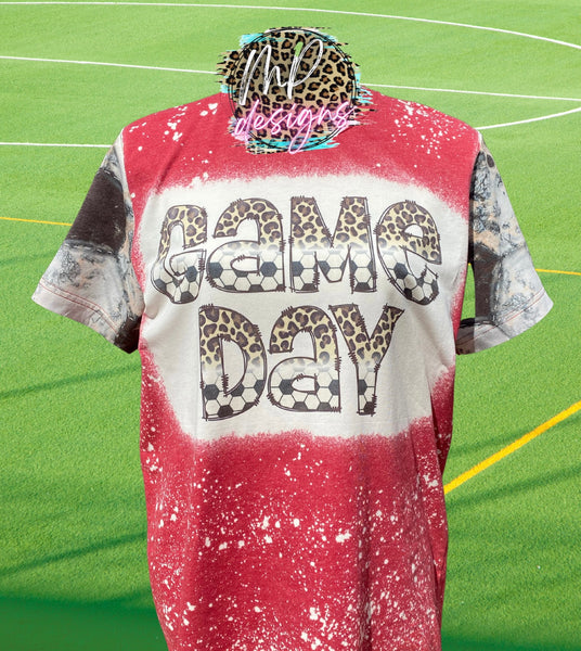 SOCCER GAME DAY LEOPARD BLEACHED T-SHIRT