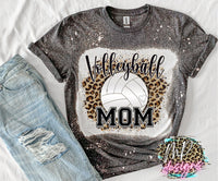 VOLLEYBALL MOM LEOPARD FRAME BLEACHED T-SHIRT